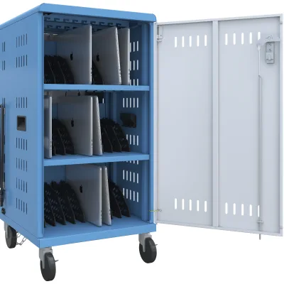 Laptop Charging Cart 30 Units Ports; Steel Charging Trolley with Safe Lock ; Computer Equipment