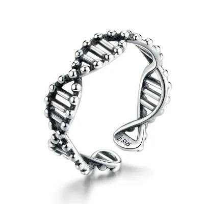 Original DNA Sterling Silver Ring Ladies Creative Diy Smear 925 Silver European and American Ring Open Wholesale