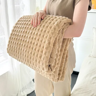 Flannel Winter Blanket Soft Throw Double-layered Extra-thick Warmth Modern Luxury Decorative Office Nap Gift Milk-velvet