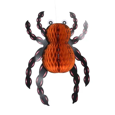 Halloween Decoration Ghost Festival Folding Black Spider Honeycomb Paper Flower Beehive Ball Pumpkin Pull Banner