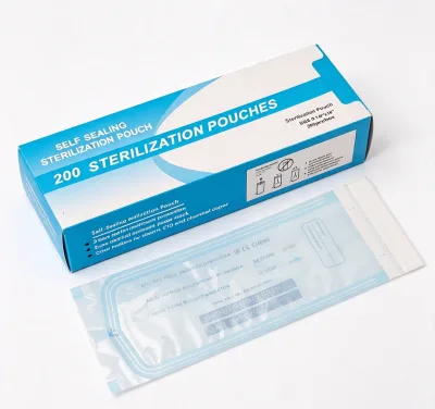 200 Disposable 3.5x10" Side Gusset Sterilization Pouches with Self Adhesive Seal for PET Surgical Masks