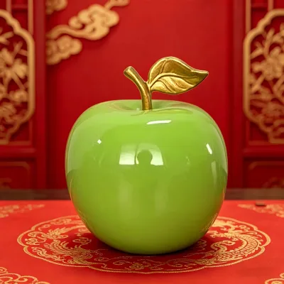 Popular Chinese Traditional Feng Shui Brass Green apple Tabletop Decoration Artifact