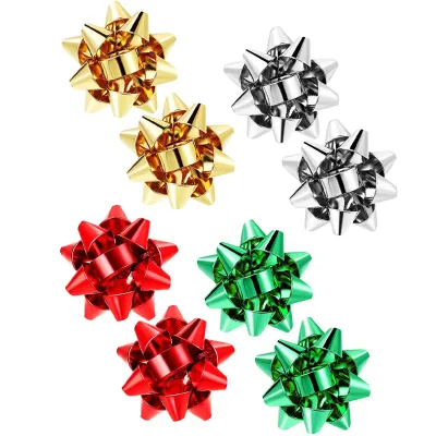 Fashion Christmas Earrings Metal Flower Geometric 3D Bow Tie Women's Earrings