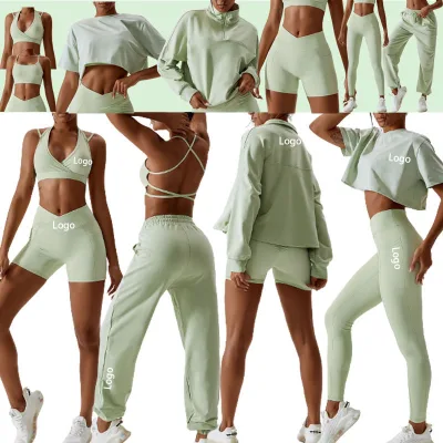 New 2023 Wholesale Sport Suit Women Fitness Clothing Sportswear Seamless Plus Size Yoga Set Gym Running Leggings Women Set
