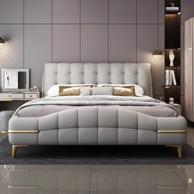 2025 Italian Queen Bed High-End Ecological Leather Modern Simple Wind Design King Upholstered Bed for Master Apartment Storage