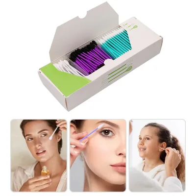 Disinfection Cotton Bud Manufactured Product Category 385 Pieces Three Kinds Combination Pack Cotton Swabs With Hang Card