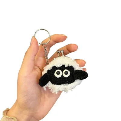 Handmade Crochet Coin Purse Keychain Knitting Animal Dolls Sheep Rabbit Dog Pig Bear Wallet Key Chains Crochet Cute Weaved Purse