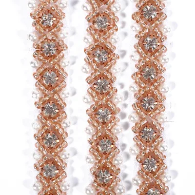 Cheerfeel RH990 Crystal Bling Rhinestone and Pearl Applique Trimming Elegant Wedding Dress Belt Accent
