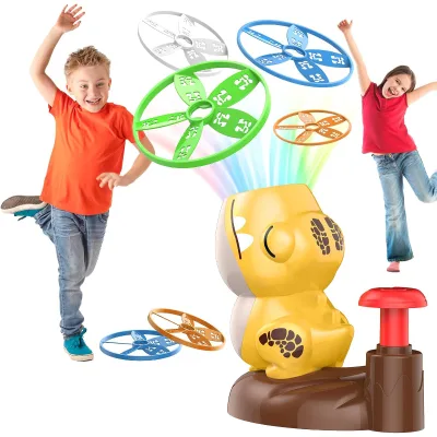 Flying Disc Launcher Toy Dinosaur Butterfly Catching Game Fun Outdoor Indoor Flying Saucers Toys for Boys Girls