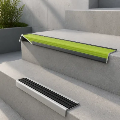 OEM Custom Rust Proof Anti Skid Groove Aluminum Alloy Step Edge Protector Stair Nosing for Commercial Villa Entrance Steps