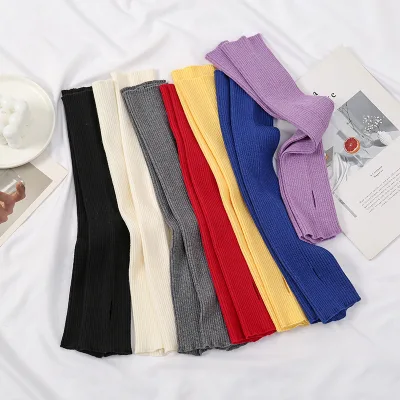 Wholesale Winter Warm Solid Color Plain Knit Polyester Muslim Arm Cover Cycling Knitted Arm Sleeves