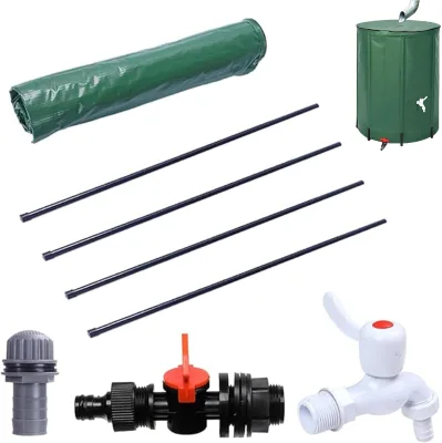Rain Barrel 13 Gallon/50L PVC Foldable Rain Water Collection Barrel with Spigot and Overflow Hole