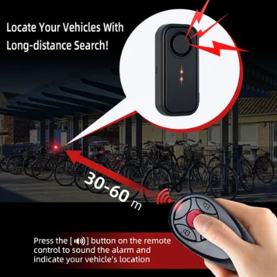 Long Standby Anti-theft Motion Detector Vehicle Alarm Led Warning IP66 Rechargeable Waterproof Remote Control 113dB Bike Alarm