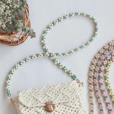 Paracord Crossbody Flower Ropes Braided Phone Camera Bag Replacement Handbag Tote Strap Purse Shoulder Chain Handle Bag Strap