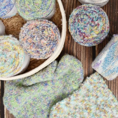 Super Soft and Colorful New Gradient Loop Yarn Wool Acrylic Nylon Polyester Cake Yarn for Knitted Knitwear