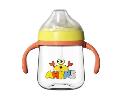 Hot Sale 2 in 1 Spout Straw Sippy Cups for Toddlers Kids Straw Sippy Cup with Two Lids Leak-proof Easy-drinking Training Cup