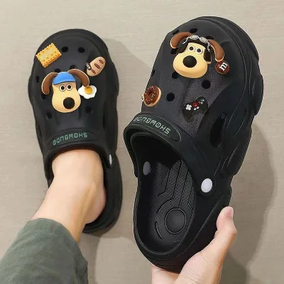 New Design Height Increasing Style Beach Holiday Platform Sandals Men's Hole Shoes