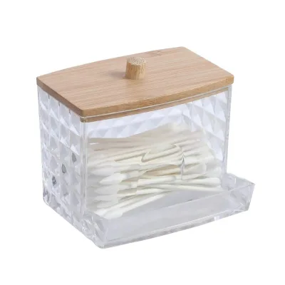 Promotional Good Seller Decorative Acrylic Home Bathroom Cotton Round Pad Holder Storage Box