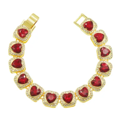 Red love rhinestone bracelet bracelet, men and women cool personalized couple bracelet jewelry