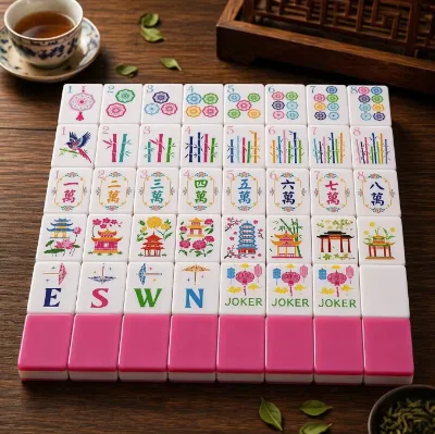 Wholesale Factories Rose Red Acrylic Automatic American Mahjong Set Brand Home Gift Set Boxed Hand Rub High-grade Entertainment