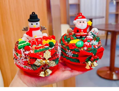 WOWEI Christmas Holiday Gifts Children's DIY Handmade Rotating Music Box Plastic Educational Toy for Christmas Tree Decoration