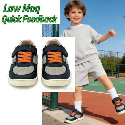 Barefoot Casual Shoes Navy Gray Breathable Wide Toe Box Flexible Non Slip Toddler Sports Sneakers