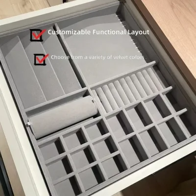Multifunctional Jewelry Organizer Ring and Necklace Tray Dressing Table Drawer Divider Exquisite Velvet-Lined Made in China