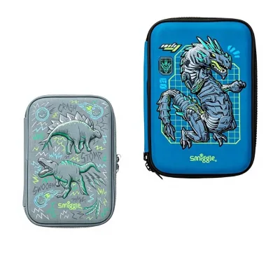 Customizable Double-Layer Hard-Shell Waterproof Closure-Free Large-Capacity Dinosaur-Themed Multi-Function Pencil Case for