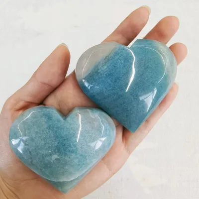 Wholesale High Quality Crystal Crafts Bulk Crystal Gemstone Heart Blue Trolite Heart for Gift