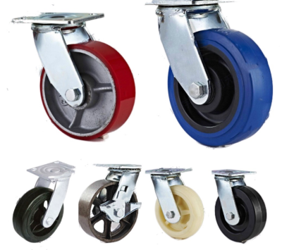 4"5"6"8" caster wheels hand trolley wheel casters high soft elastic rubber aluminum wheels industrial casters