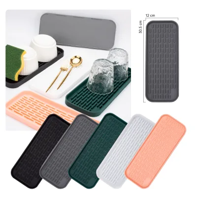 30*12cm Silicone Kitchen Sink Sponge Holder Organizer Tray for Sponges Soap Dispenser Scrubber and Other Dishwashing Accessories