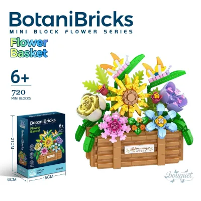 PP Botanical Collection Flower Bouquet 720 PCS Mini Building Blocks DIY Eternal Floral Toy Desktop Decor Gift for 5 to 7 Years
