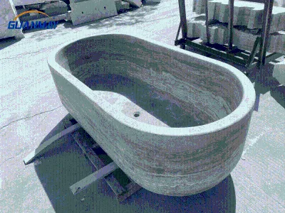 Solid Carved Oval Silver Grey Travertine Bath Tub Free Standing Marble Natural Stone Bathtub for Luxury Bathroom Villa Hotel