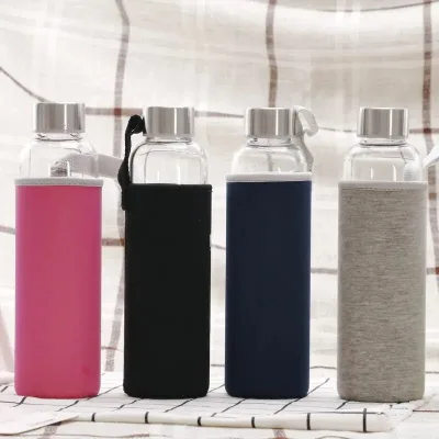 Wholesale Glass Bottles Eco Friendly Free Stainless Steel Lid Drinking Bottle 500ml Drinking Custom Glass Water Bottle