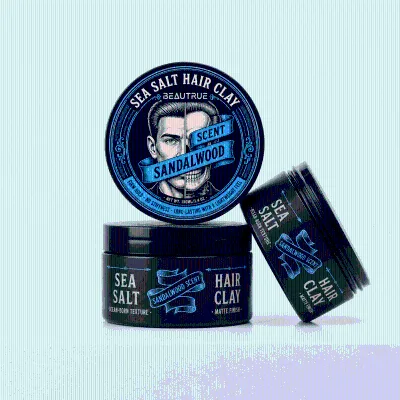 Private Label Sea Salt Hair Clay Mens Styling Clay Matte Finish Firm Hold Textured Hair Paste Sandalwood Scent OEM Wholesale