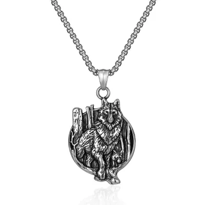 High Quality Vintage Nordic Celtic Wolf Stainless Steel Pendant Necklace Viking Animal Necklace Pendants for Men and Women