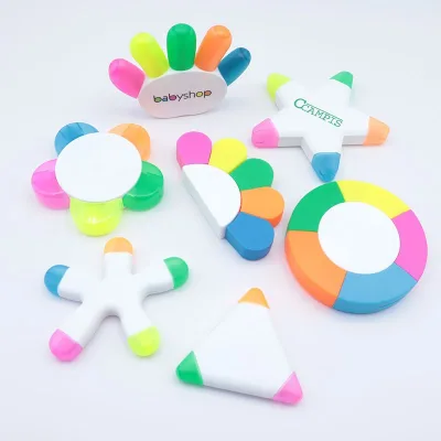 5 Creative Candy Color Marker Custom Logo Gift Office Stationery Pen 5 Color Cartoon Sunflower Petal Highlighter Set