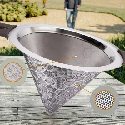 High Quality 304 Stainless Steel Double-Ear Large Funnel 304 Stainless Steel Double-Layer Filtration Insulation Bucket Paper
