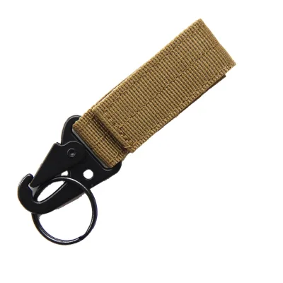Free Sample Tactical Webbing Keychain With Hook and Loop Multifunction Carabiners Olecranon Key Molle Hooks
