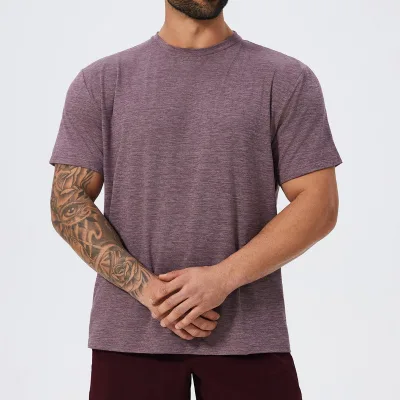 Men's Sport Short Sleeve Fitness Casual Round Neck T-Shirt Soft Texture for Tennis Badminton Hiking and Mountaineering