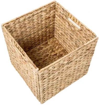 Wholesales Handmade Square Water Hyacinth Willow Seagrass Woven Wicker Storage Laundry Baskets for Shelves Living Room Bathroom