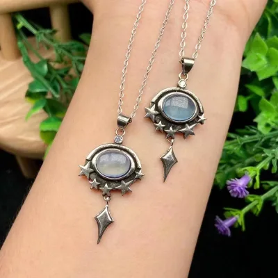 High Quality Wholesale New 8*10mm Egg Surface Natural Crystal Pendant Natural Aquamarine Crystal Pendant
