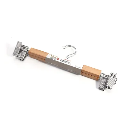 Pretty Modern Silver Metal Clips Flat Wooden Clothes Mens Child Wholesale High Quality Wooden Pants Hanger