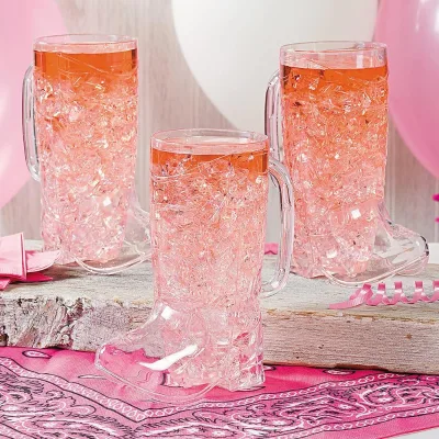 Cowboy Boot Cups Clear Plastic 17oz Boot Mugs 12 Pack for Cowboy Party Decorations Theme Party Supplies for Adults
