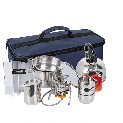 Step Ruisen Lightweight Outdoor Camping Tea Set with Portable Stainless Steel Tea Maker and Carry Bag