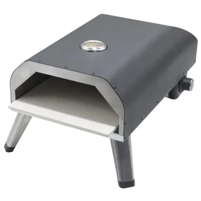 12 Inches Portable Stainless Steel Gas Powered Pizza Oven with Built-in Thermometer Pizza Peel Wheel Stone Moving Kitchen