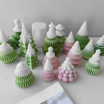 Christmas Tree Holiday Pine Cones Custom Large Geometric Silicone Candle Molds for Candle Making