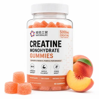 Premium Creatine Gummy Peach Flavor for Gym Goers Daily Strength and Muscle Fullness Power Boost
