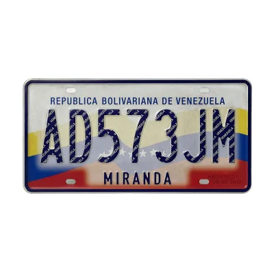 Venezuela Vehicle Car Plates in Various Size , Registration Number Plates for Government in the Middle East