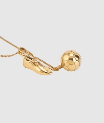 Inspire Stainless Steel Gold Football  Soccer Shoe Charm Necklace Sports Lover Women Men Statement Jewelry